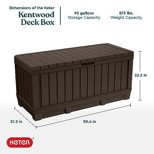 Keter Kentwood 92 Gallon Resin Deck Box﻿ for Patio Items