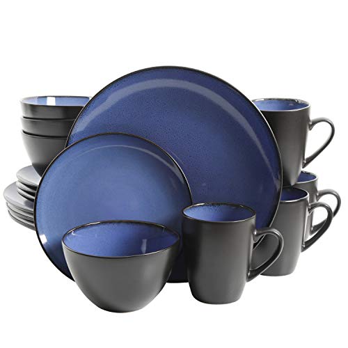 Blue Stoneware Dinnerware Set for 4 by Gibson