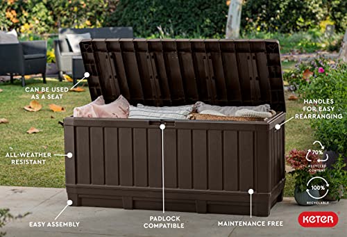 Keter Kentwood 92 Gallon Resin Deck Box﻿ for Patio Items