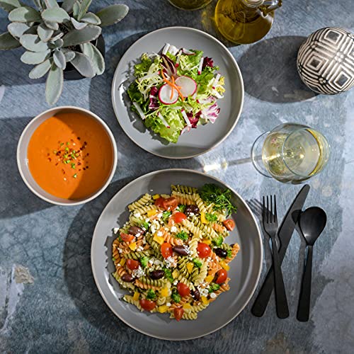 Gibson Home Rockaway 12-Piece Dinnerware Set, Grey Matte