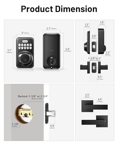 Smart Keyless Entry Door Lock with Auto-Locking Feature, Matte Black