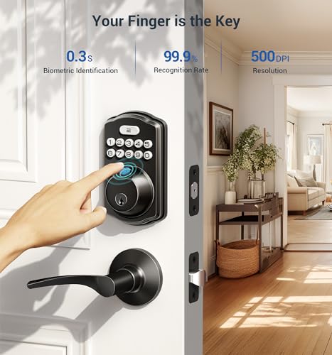 Veise Keyless Fingerprint Door Lock with Lever Handles