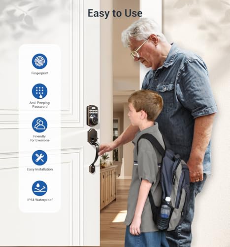 Veise Front Door Fingerprint Keypad Lock Set