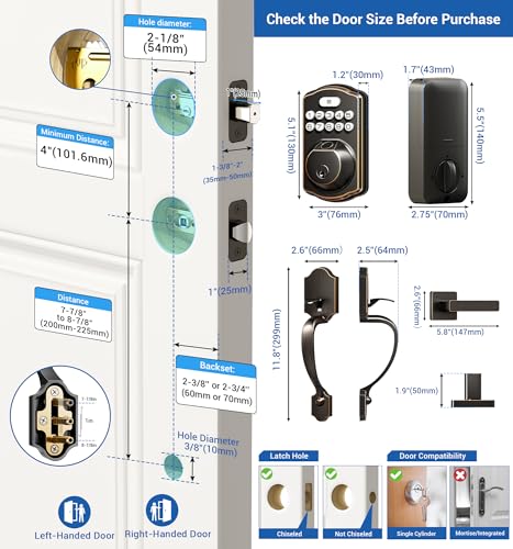 Veise Front Door Fingerprint Keypad Lock Set