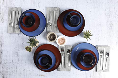 Blue Stoneware Dinnerware Set for 4 by Gibson