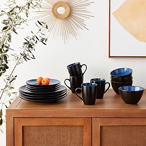 Blue Stoneware Dinnerware Set for 4 by Gibson