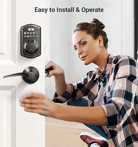 Veise Keyless Fingerprint Door Lock with Lever Handles
