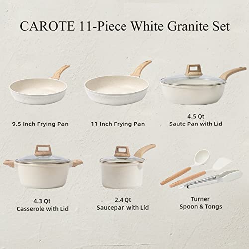 White Granite Induction Kitchen Cookware Set, 11 Pcs