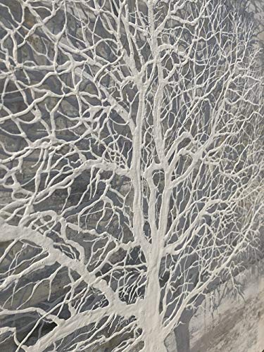 Hand-painted Grey White Beige Tree Of Life Canvas