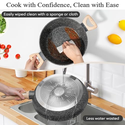 12-Piece Nonstick Cookware Set for Induction Cooking (Black)