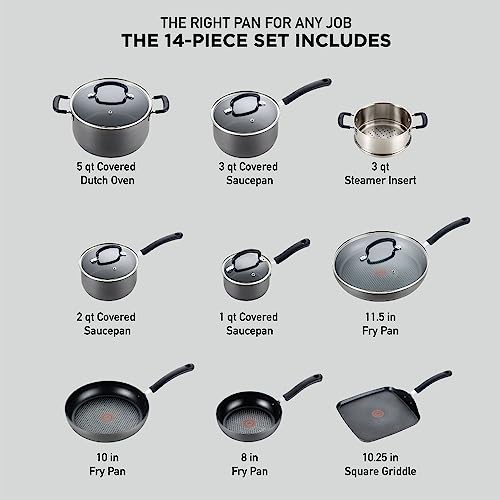 14-Piece T-fal Hard Anodized Nonstick Cookware Set