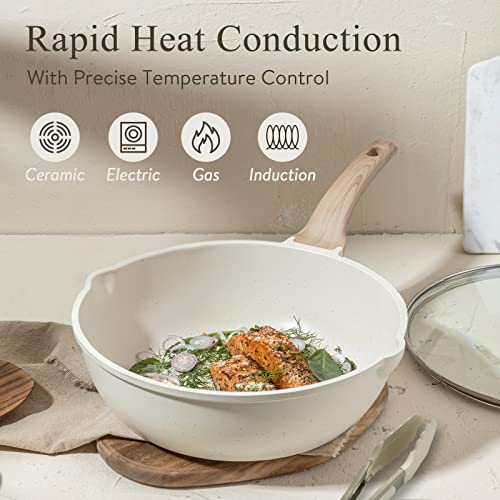 White Granite Induction Kitchen Cookware Set, 11 Pcs