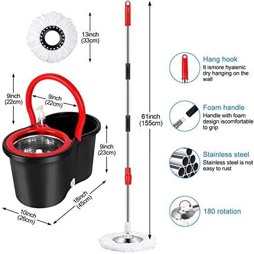 360° Spin Mop Bucket Set with Adjustable Handle