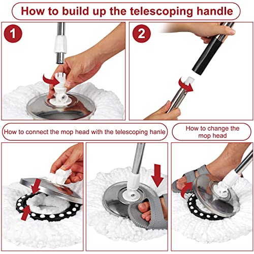 360° Spin Mop Bucket Set with Adjustable Handle