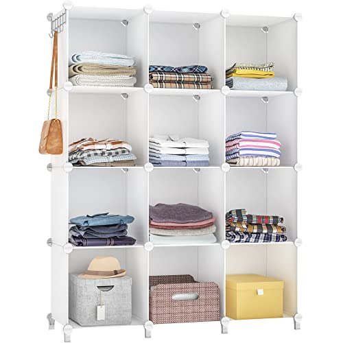 12-Cube Portable Closet Organizer Shelves for Clothing Storage
