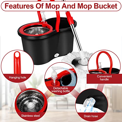 360° Spin Mop Bucket Set with Adjustable Handle