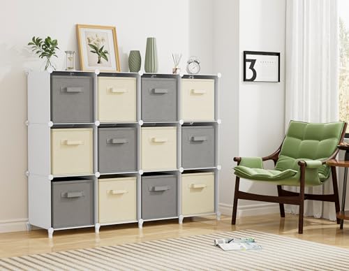 12-Cube Portable Closet Organizer Shelves for Clothing Storage
