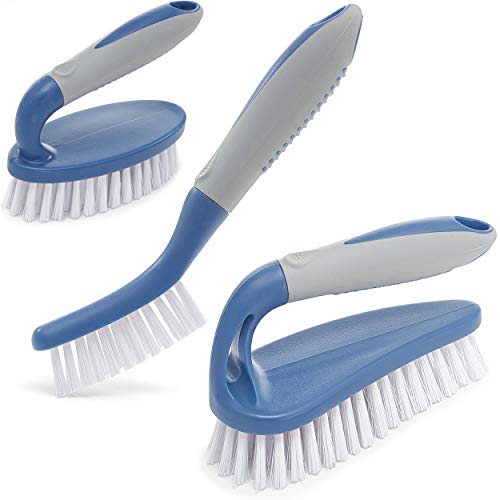 Trazon 3-Piece Scrub Brush Set - Blue, Multi-Purpose