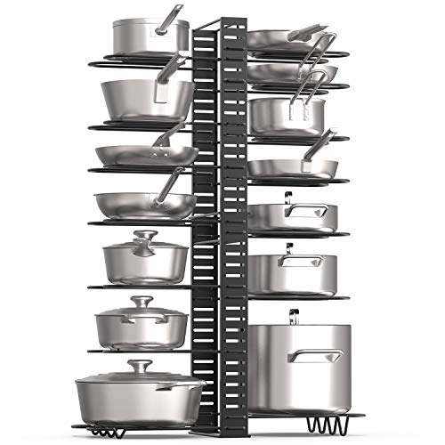 Vdomus Under Cabinet Pot Organizer Rack - Adjustable Black