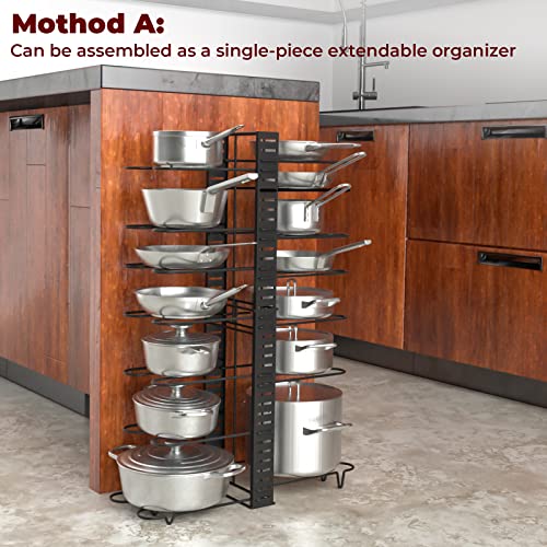 Vdomus Under Cabinet Pot Organizer Rack - Adjustable Black