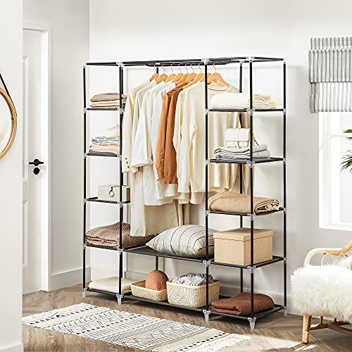 Gray Portable Closet Wardrobe, 12 Compartments, 59x17.7x69