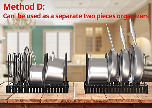 Vdomus Under Cabinet Pot Organizer Rack - Adjustable Black