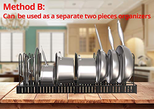 Vdomus Under Cabinet Pot Organizer Rack - Adjustable Black
