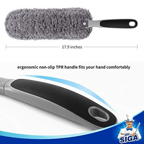 MR.SIGA Washable Microfiber Duster for Household Cleaning, Gray
