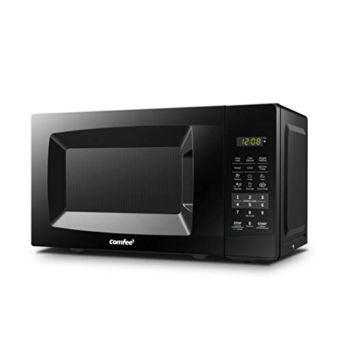 Black Countertop Microwave Oven with One-Touch Buttons