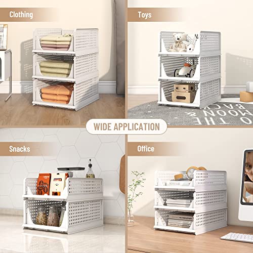 Pinkpum Stackable Plastic Storage Basket - Set of 4