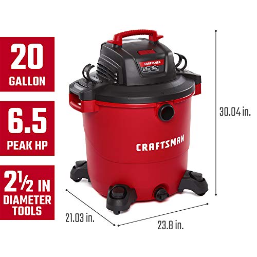 Heavy-Duty 20 Gallon Shop Vacuum & Attachments