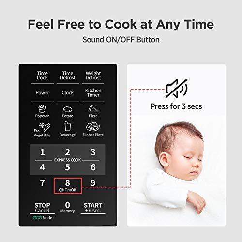 Black Countertop Microwave Oven with One-Touch Buttons