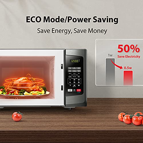 Black Stainless Steel Microwave with 6 Auto Menus