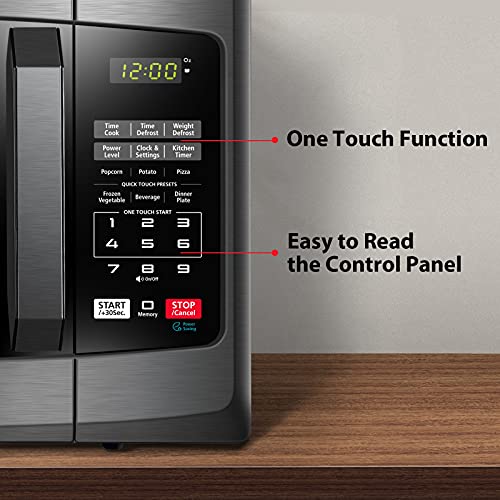 Black Stainless Steel Microwave with 6 Auto Menus