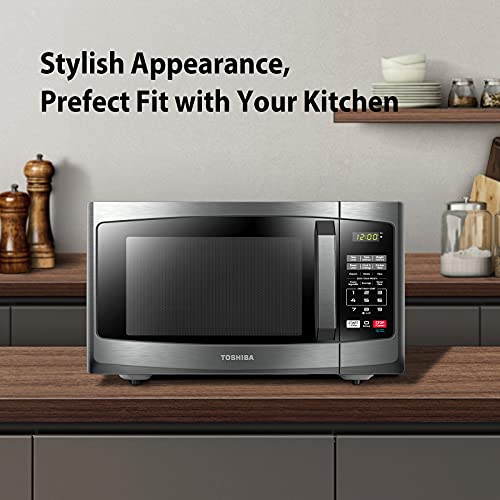 Black Stainless Steel Microwave with 6 Auto Menus