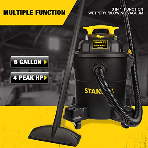 6Gal Stanley Wet/Dry Vacuum, 4HP Black