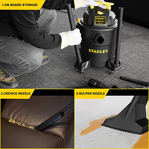 6Gal Stanley Wet/Dry Vacuum, 4HP Black