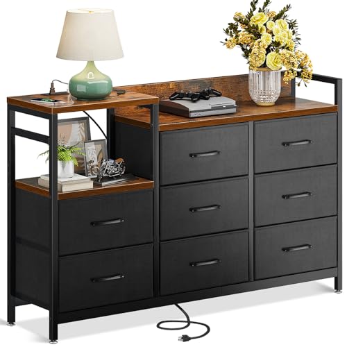 Charging Dresser: 8 Drawers, Sturdy Frame, 52" Wide