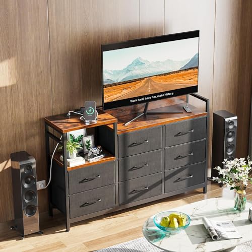 Charging Dresser: 8 Drawers, Sturdy Frame, 52" Wide