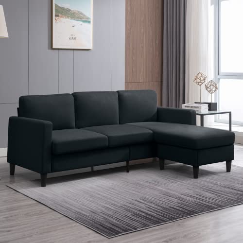 Convertible Sectional Sofa with Storage Ottoman – Dark Grey