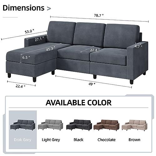 Modern L-shaped sectional sofa for small spaces