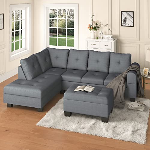 Modern L-Shaped Sectional Sofa with Cup Holders