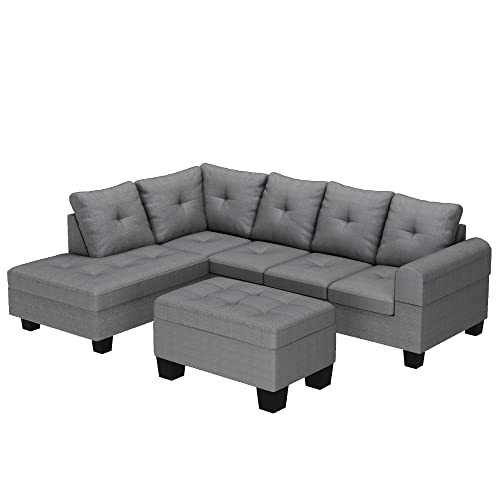 Modern L-Shaped Sectional Sofa with Cup Holders