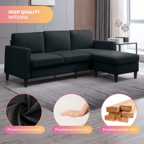 Convertible Sectional Sofa with Storage Ottoman – Dark Grey