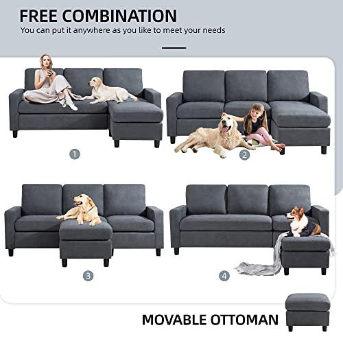Modern L-shaped sectional sofa for small spaces