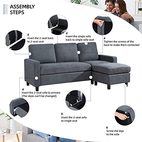 Modern L-shaped sectional sofa for small spaces