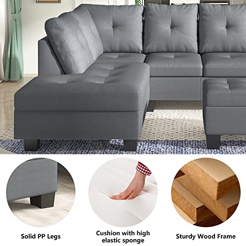 Modern L-Shaped Sectional Sofa with Cup Holders