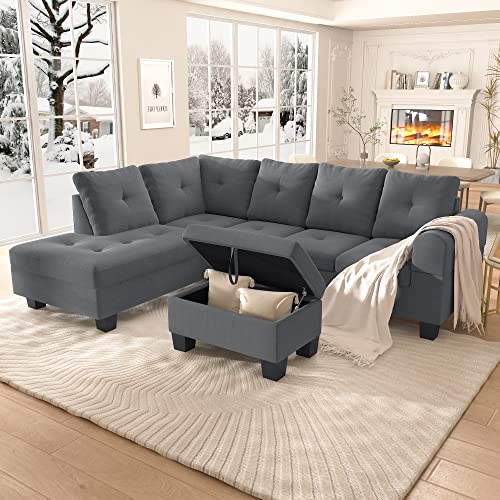 Modern L-Shaped Sectional Sofa with Cup Holders