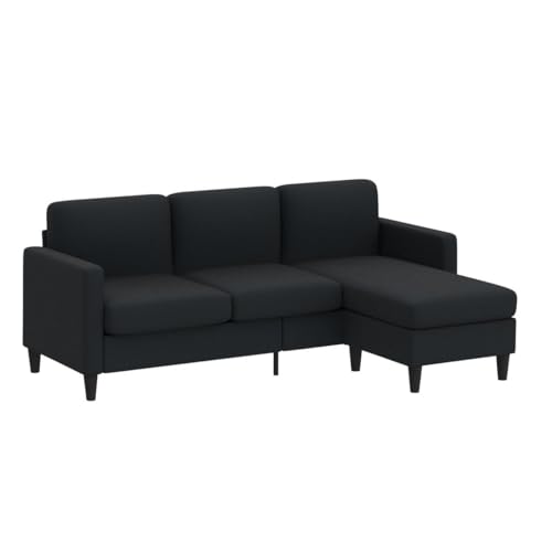 Convertible Sectional Sofa with Storage Ottoman – Dark Grey