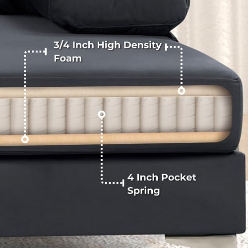 Modern U-Shape Velvet Sectional with Chaise Lounge